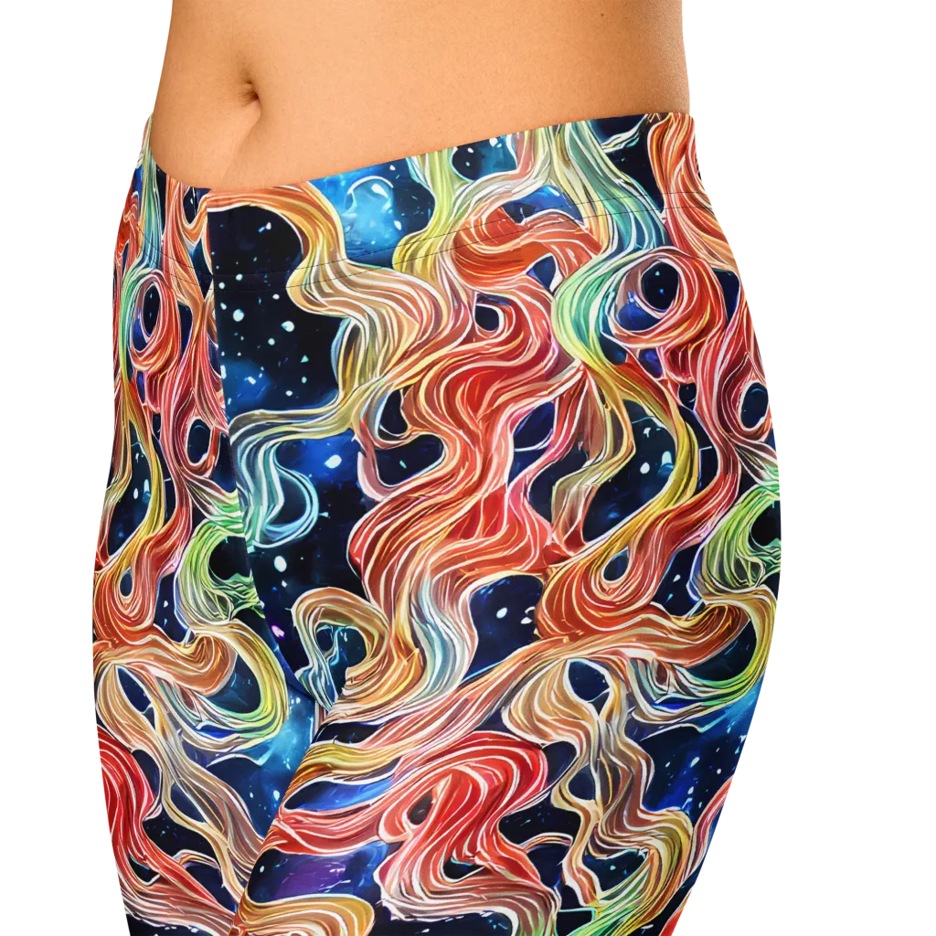 Nebula Swirl on Capri Leggings — Zoomed-in