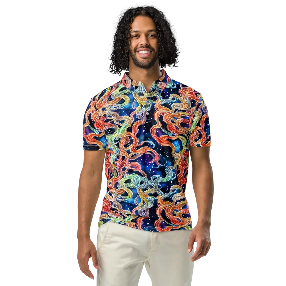 Nebula Swirl on Men's Slim Fit Polo Shirt — Front