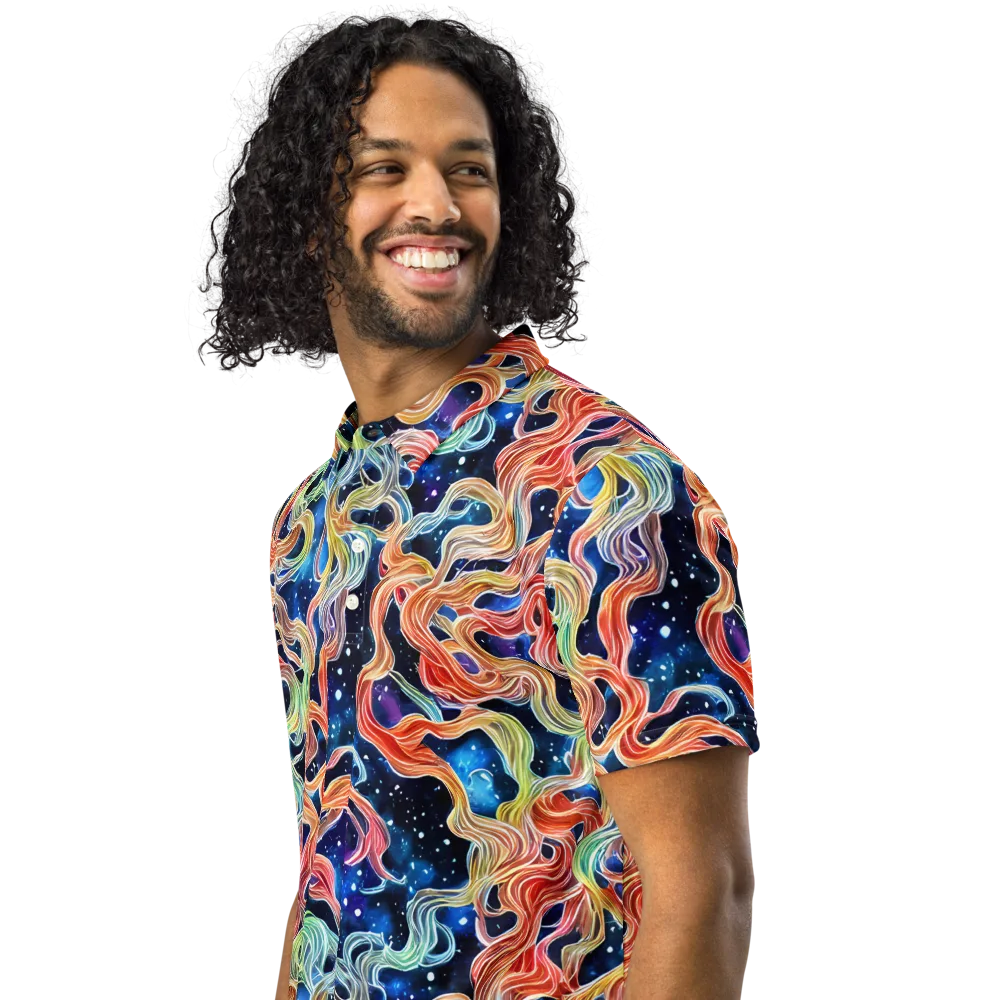 Nebula Swirl on Men's Slim Fit Polo Shirt — Left Front