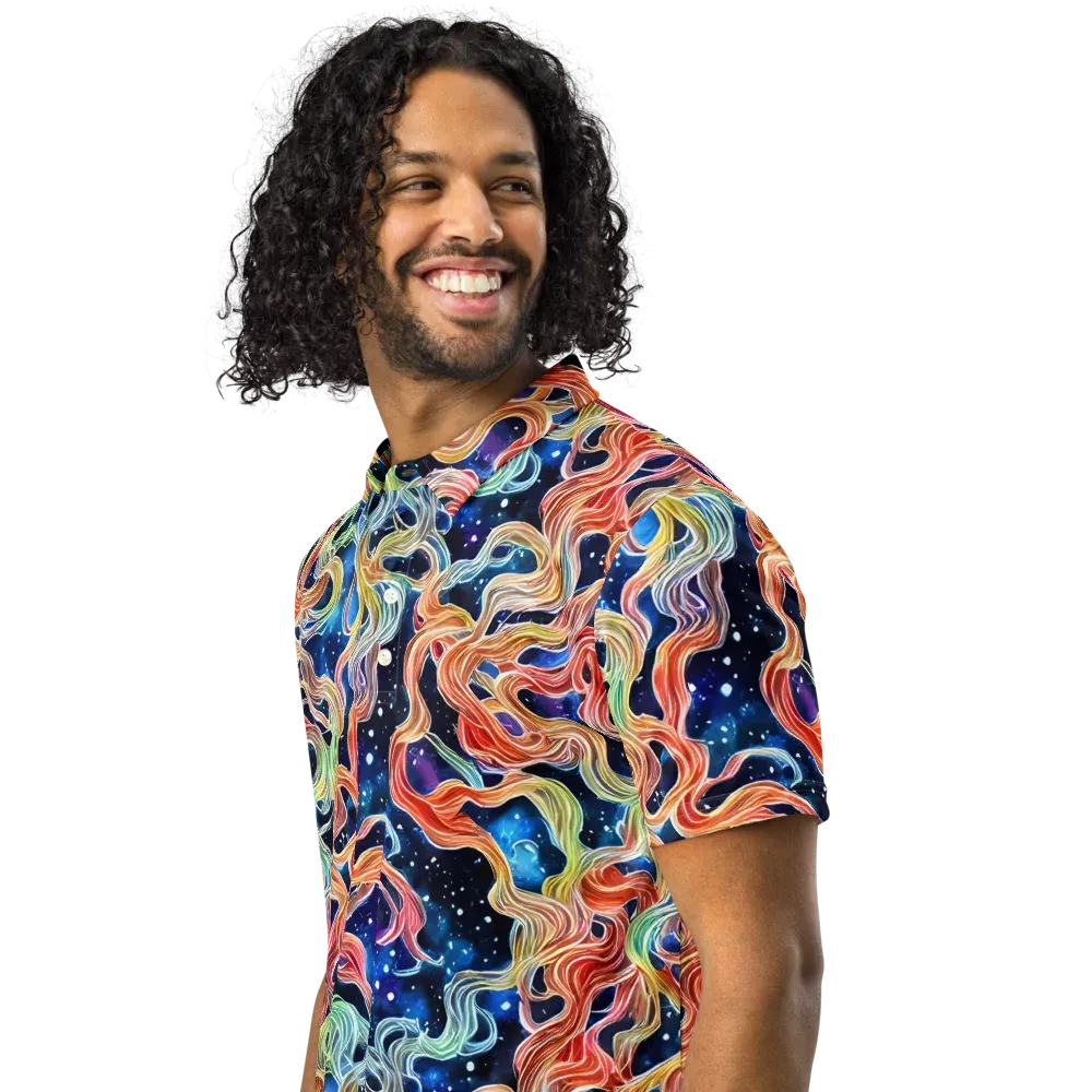 Nebula Swirl on Men's Slim Fit Polo Shirt — Left Front