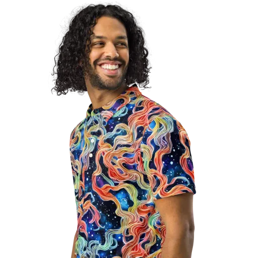 Nebula Swirl on a Men's Slim Fit Polo Shirt