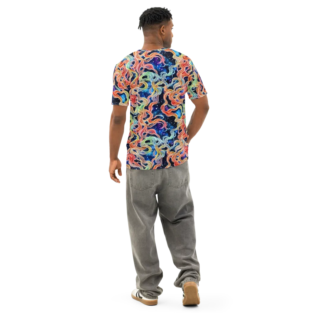 Nebula Swirl on Men's Cotton Crew Neck T-Shirt — Back