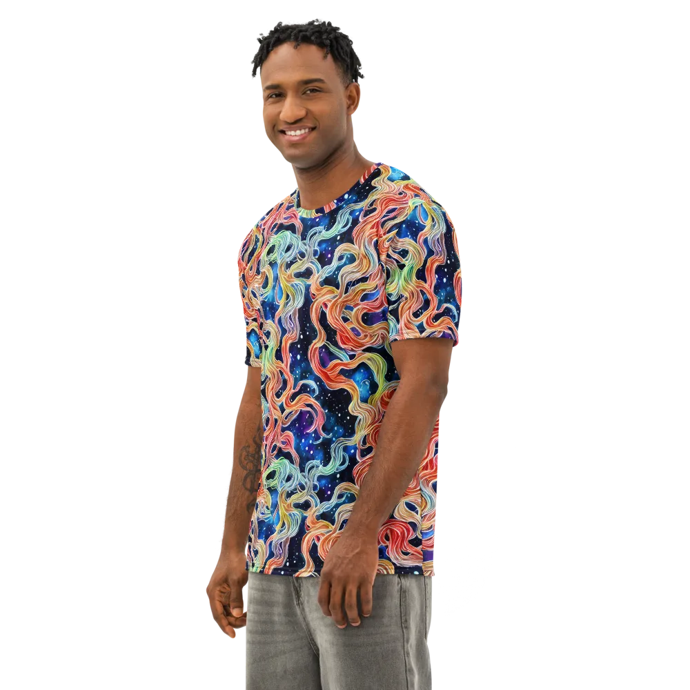 Nebula Swirl on Men's Cotton Crew Neck T-Shirt — Left Front