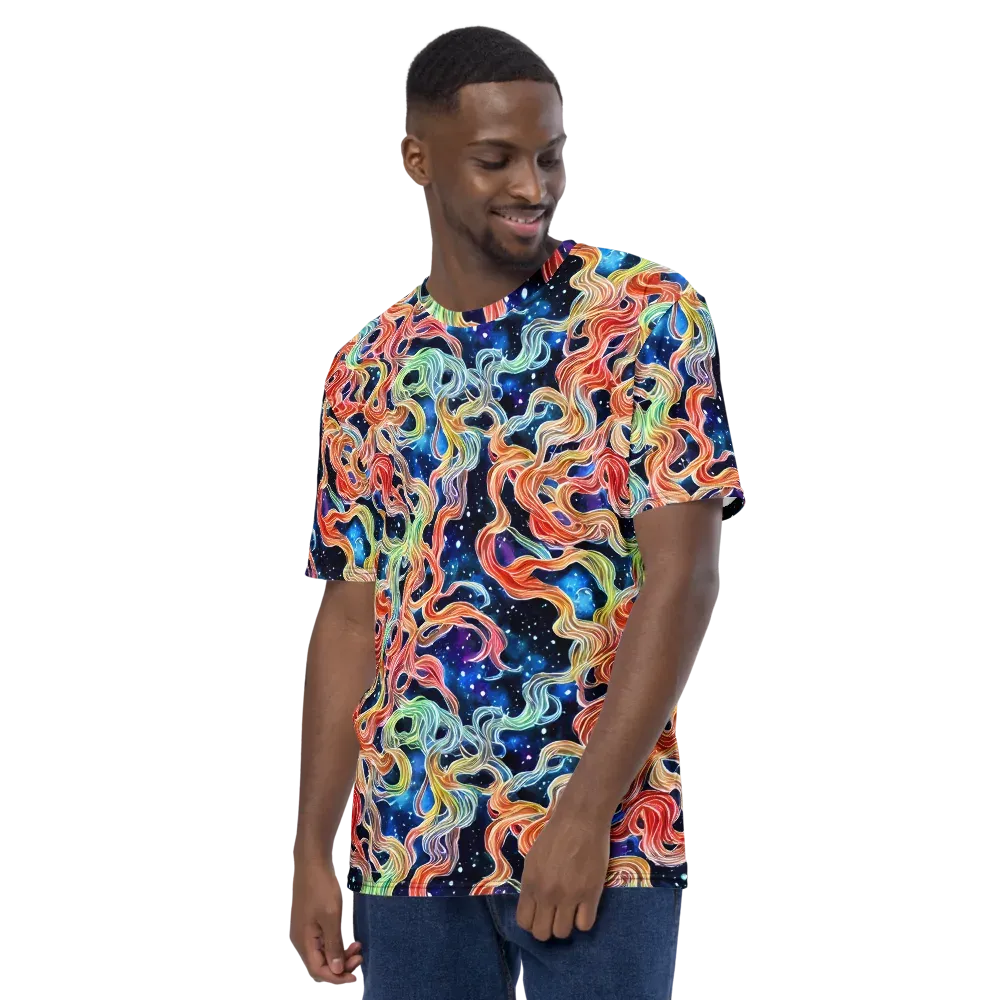 Nebula Swirl on Men's Crew Neck T-Shirt — Left