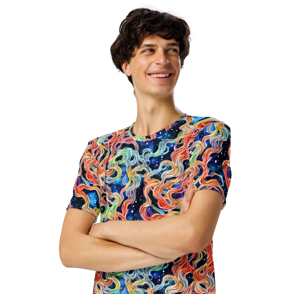 Nebula Swirl on Men's Crew Neck T-Shirt — Left Front