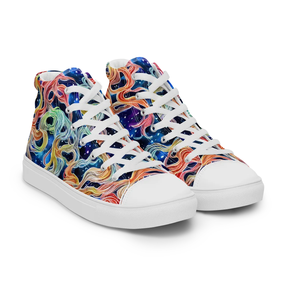 Nebula Swirl on Men's High Top Canvas Shoes — Right Front
