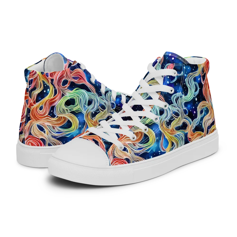 Nebula Swirl on Men's High Top Canvas Shoes — Left