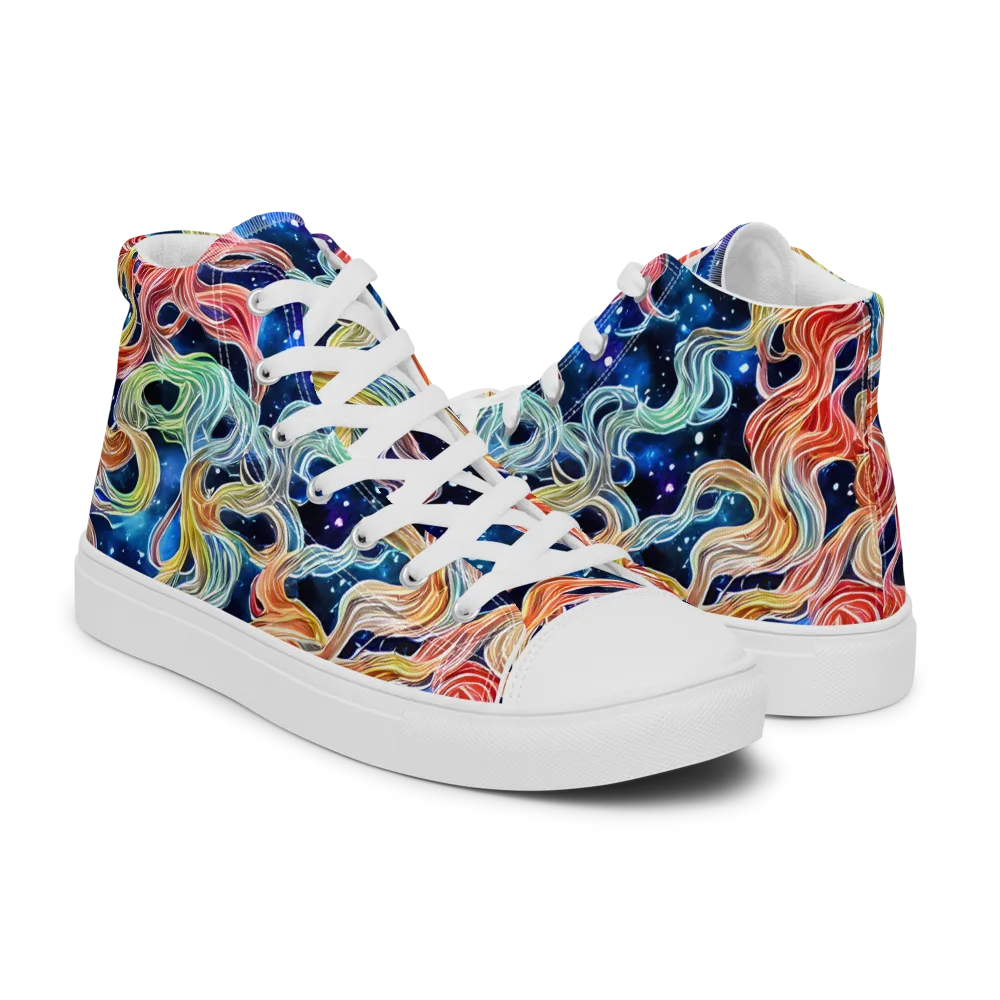 Nebula Swirl on Men's High Top Canvas Shoes — Right