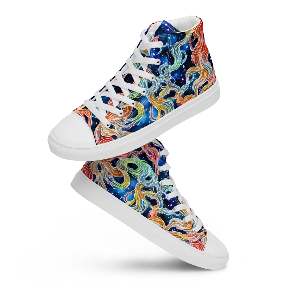 Nebula Swirl on Men's High Top Canvas Shoes — Front