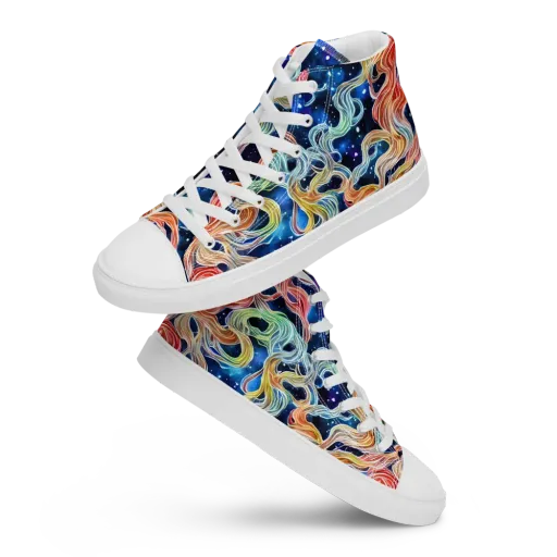 Nebula Swirl on a Men's High Top Canvas Shoes