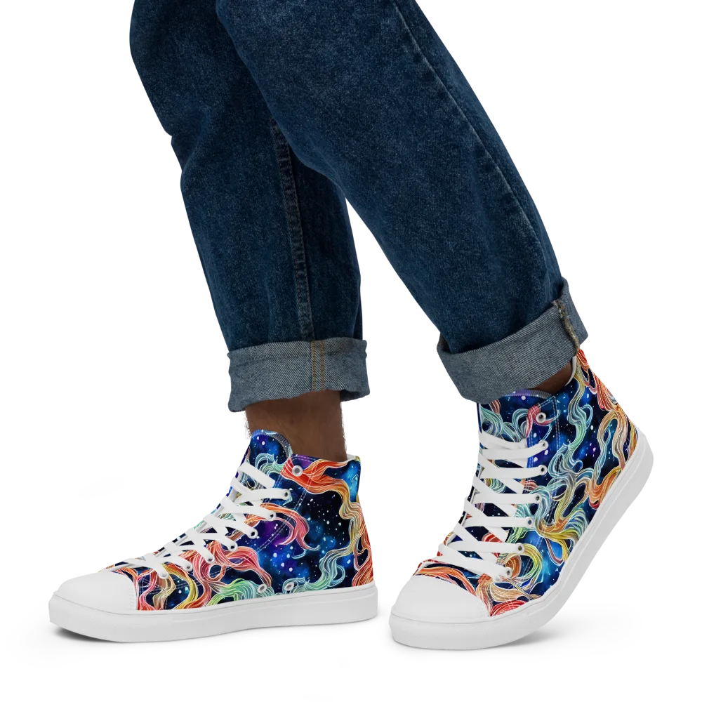Nebula Swirl on Men's High Top Canvas Shoes — Left