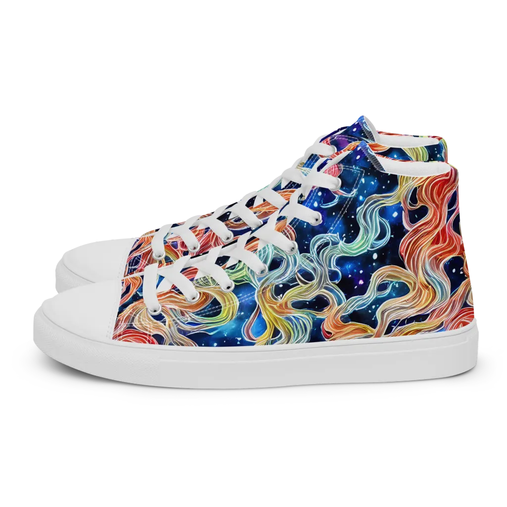 Nebula Swirl on Women's High Top Canvas Shoes — Left