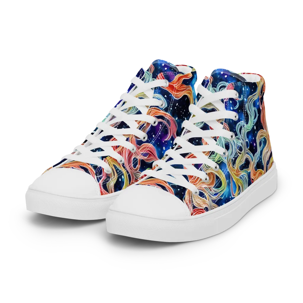 Nebula Swirl on Women's High Top Canvas Shoes — Left Front