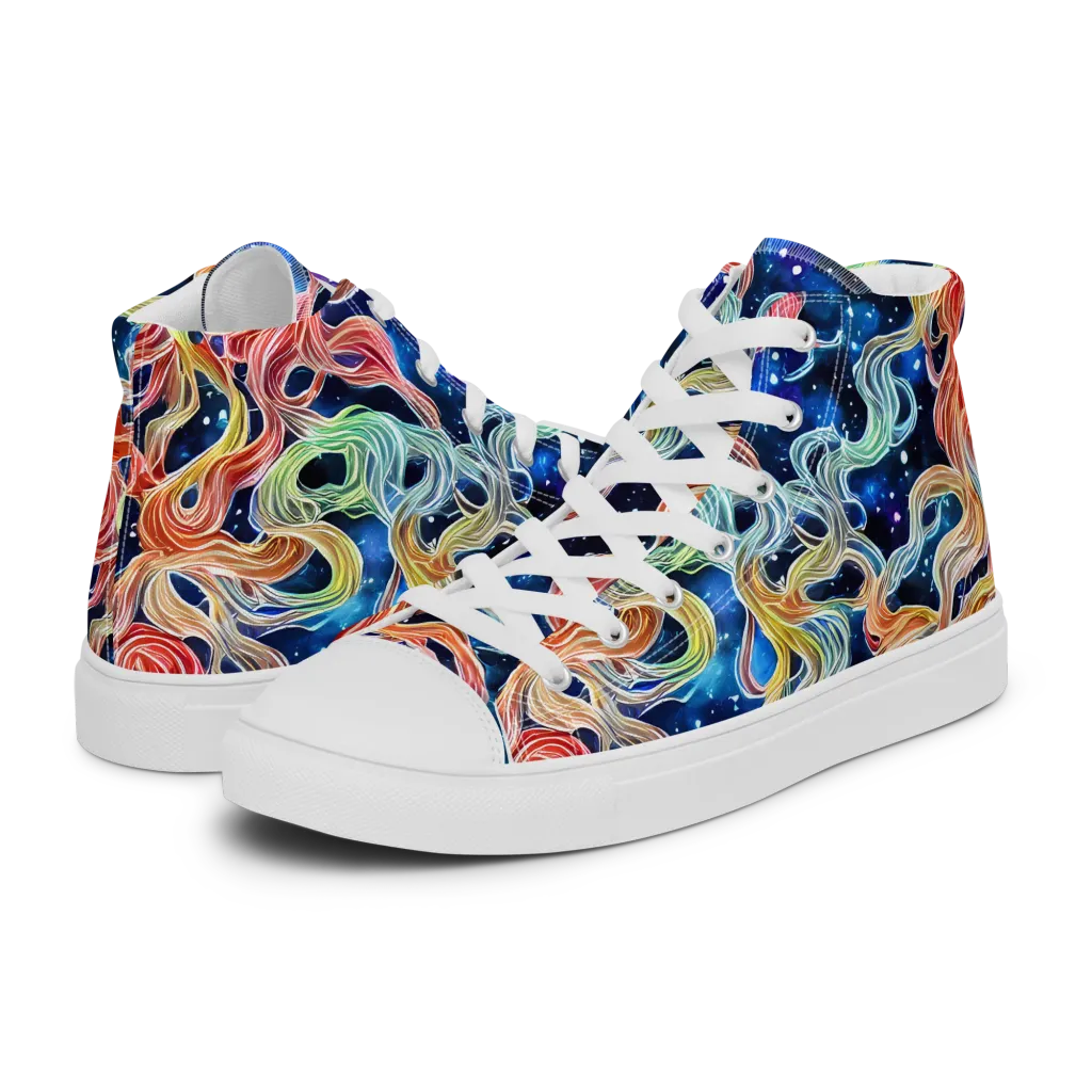 Nebula Swirl on Women's High Top Canvas Shoes — Left