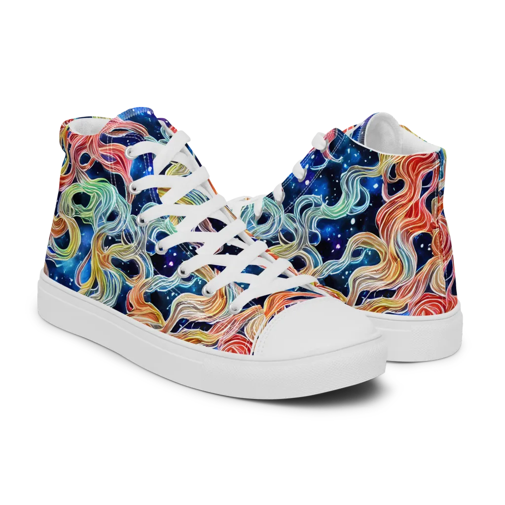 Nebula Swirl on Women's High Top Canvas Shoes — Right