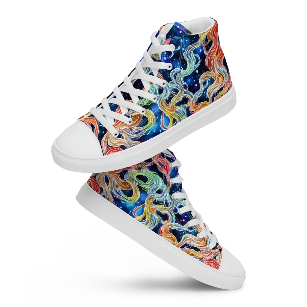 Nebula Swirl on Women's High Top Canvas Shoes — Front