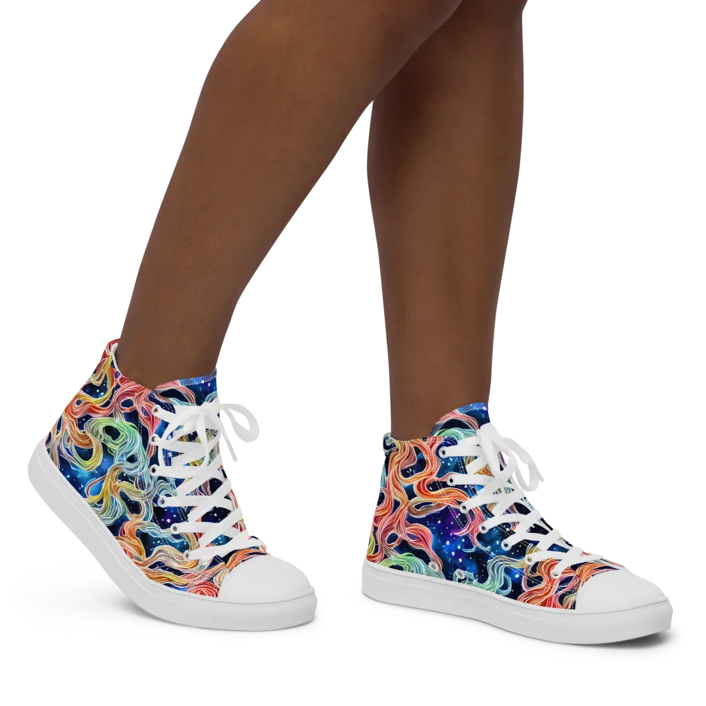Nebula Swirl on Women's High Top Canvas Shoes — Right