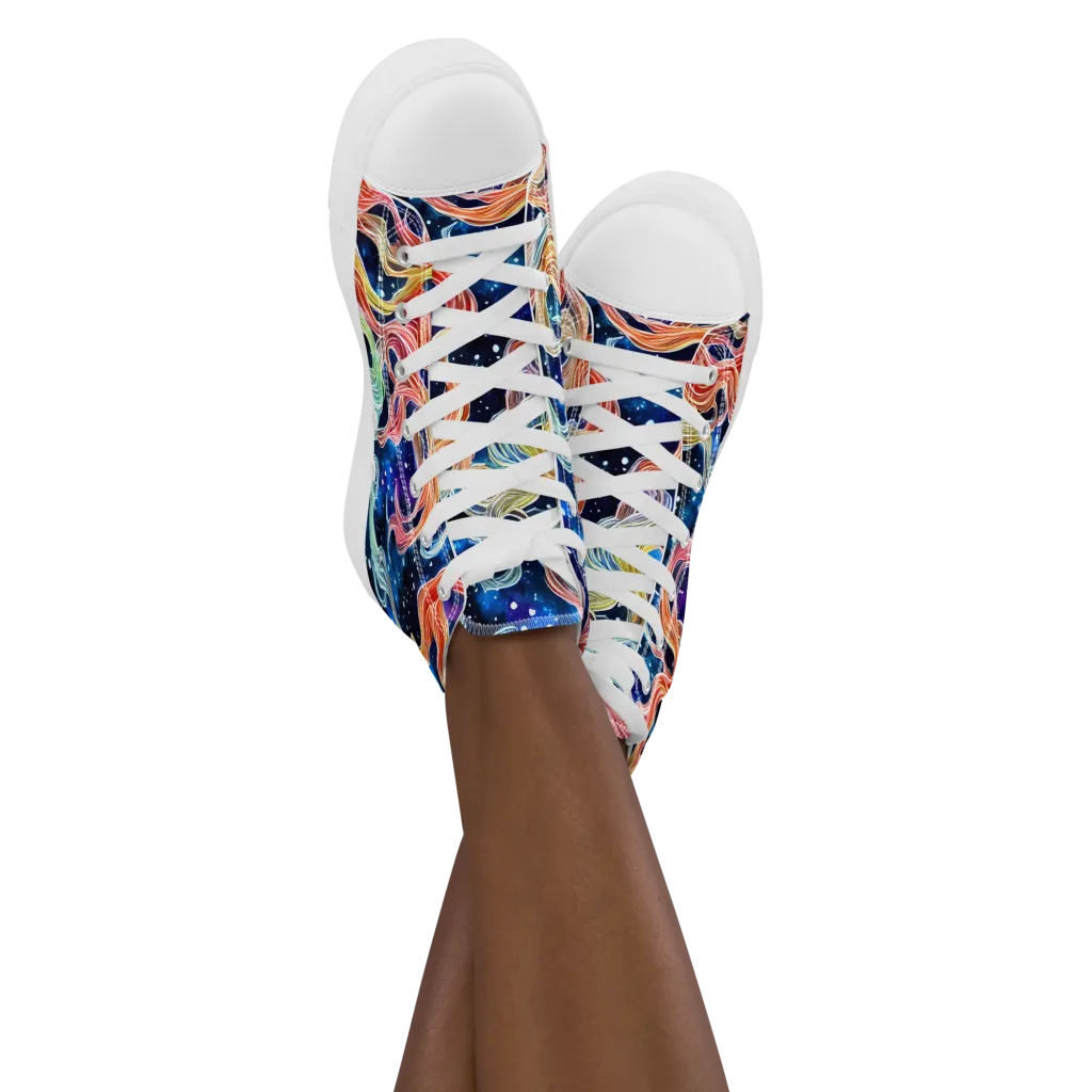 Nebula Swirl on Women's High Top Canvas Shoes — Front