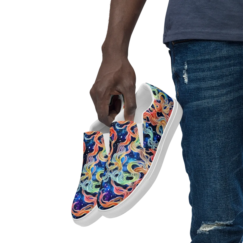 Nebula Swirl on Men's Slip-On Canvas Shoes — Left Front