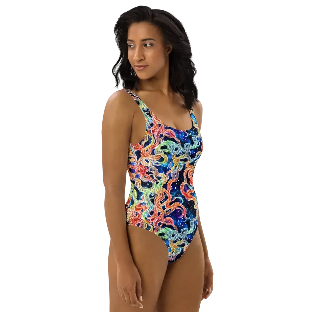 Nebula Swirl on One-Piece Swimsuit — Right