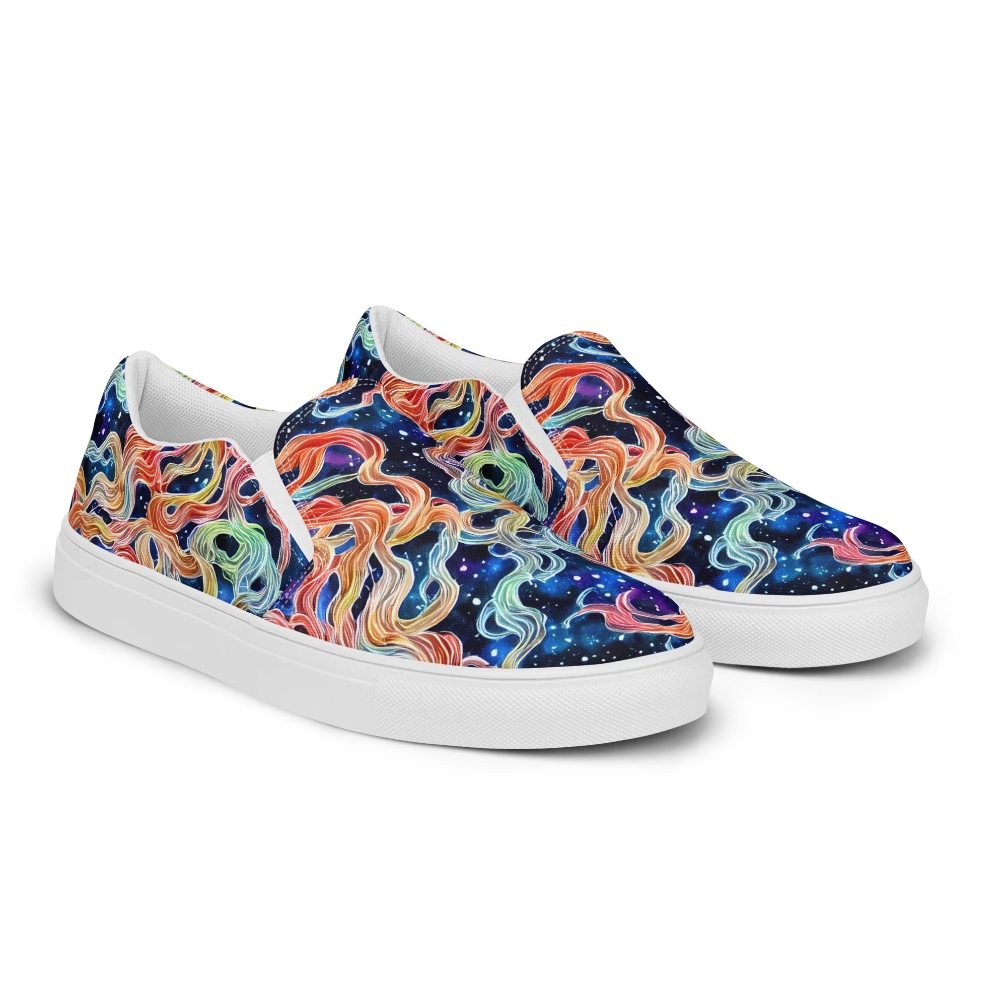 Nebula Swirl on Women's Slip-On Canvas Shoes — Right Front