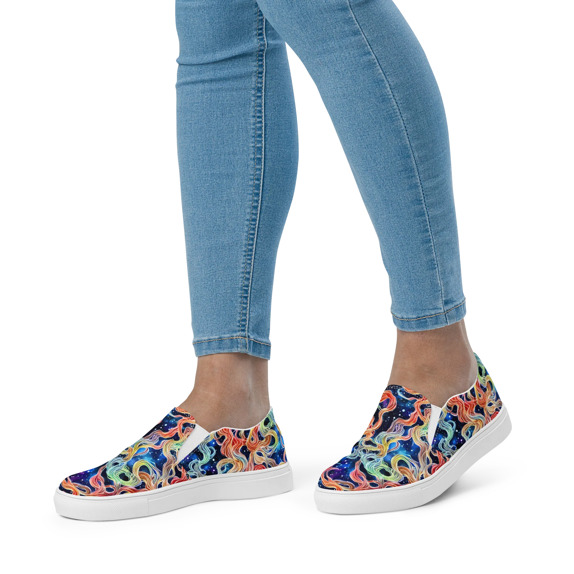 Nebula Swirl on Women's Slip-On Canvas Shoes — Front