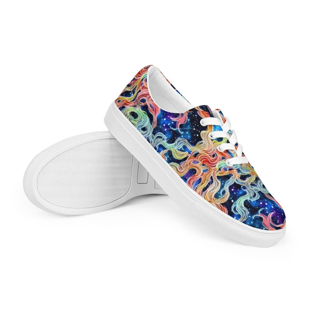 Nebula Swirl on Men's Lace-Up Canvas Shoes — Right Front