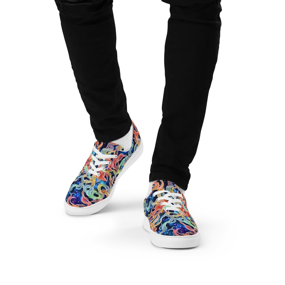 Nebula Swirl on Men's Lace-Up Canvas Shoes — Front