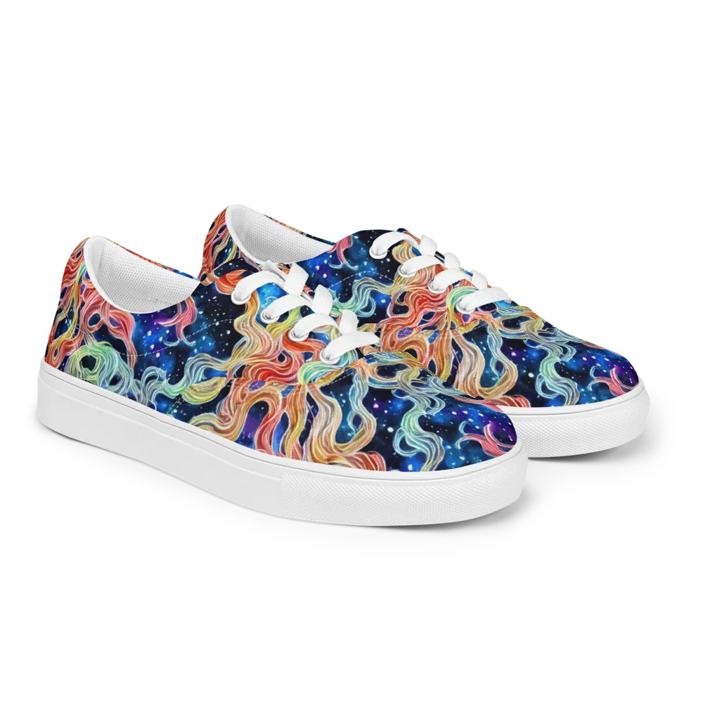 Nebula Swirl on Men's Lace-Up Canvas Shoes — Right Front
