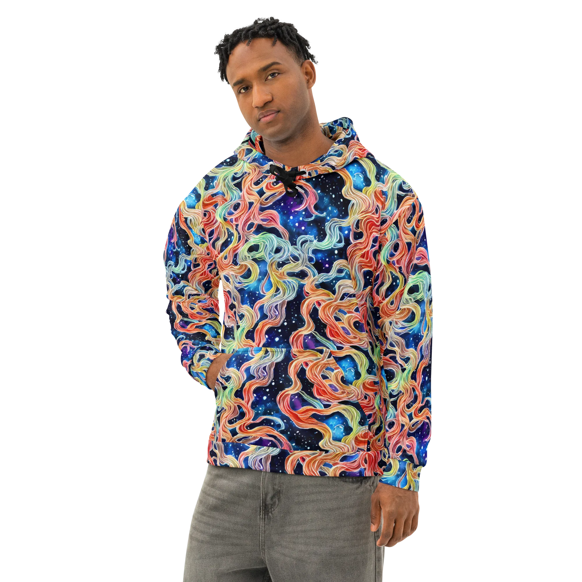 Nebula Swirl on Cotton Hoodie — Left Front