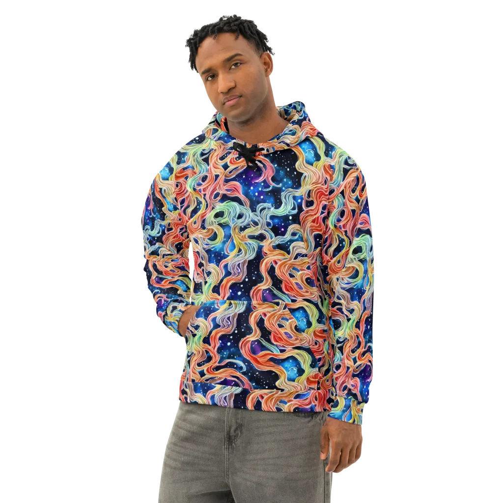 Nebula Swirl on Cotton Hoodie — Left Front