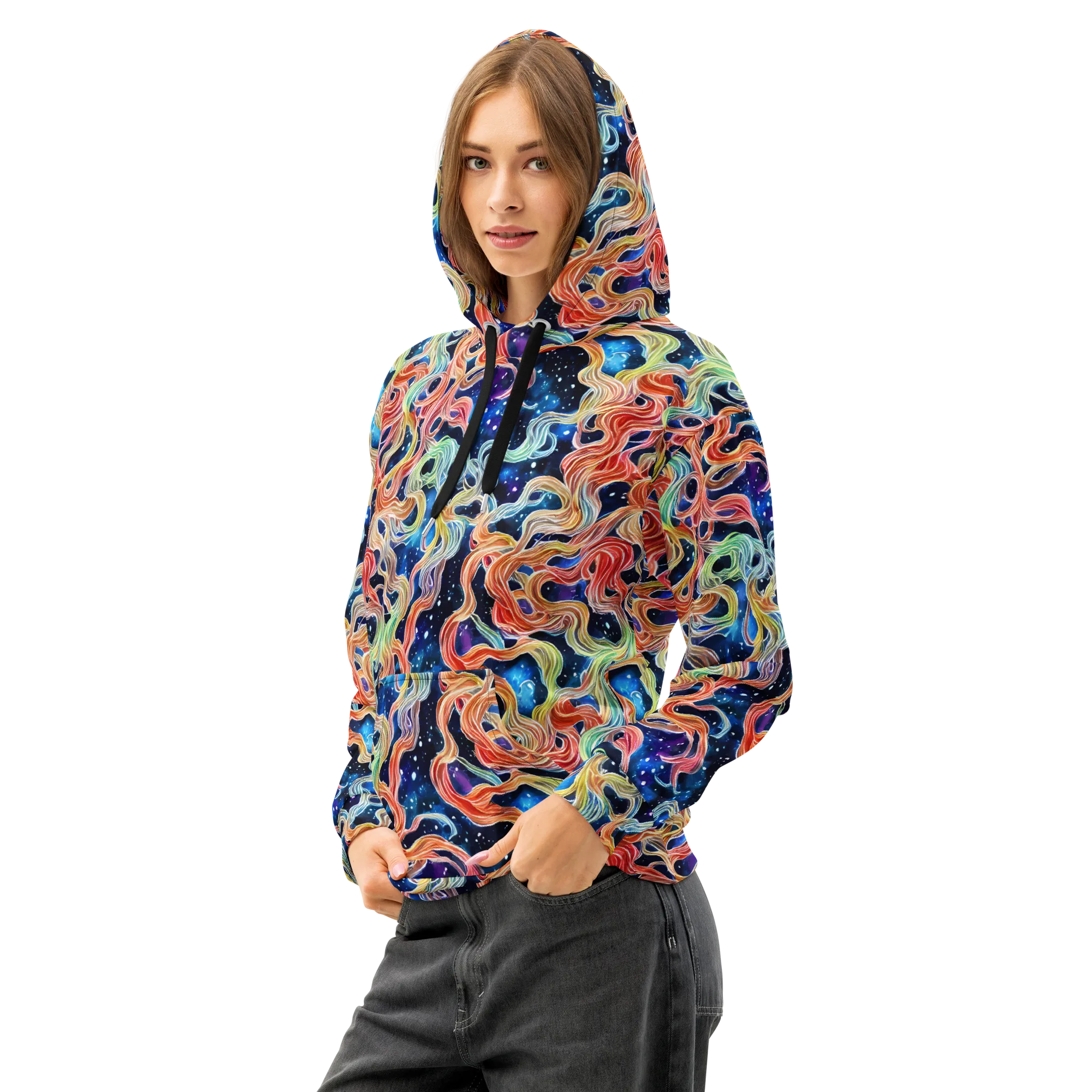 Nebula Swirl on Cotton Hoodie — Left Front