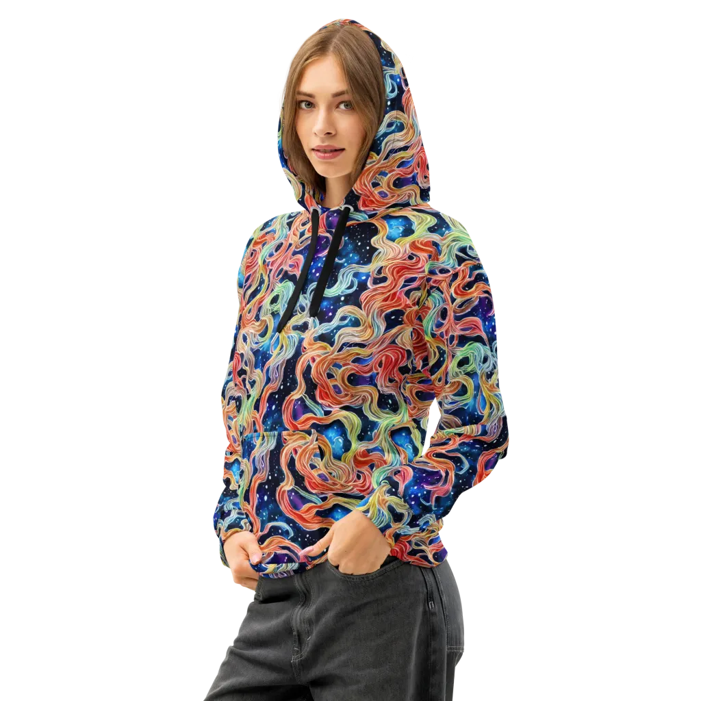 Nebula Swirl on Cotton Hoodie — Left Front