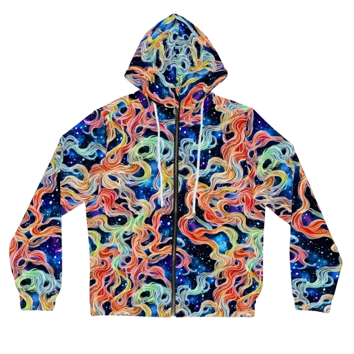 Nebula Swirl on a Women's Full-Zip Hoodie