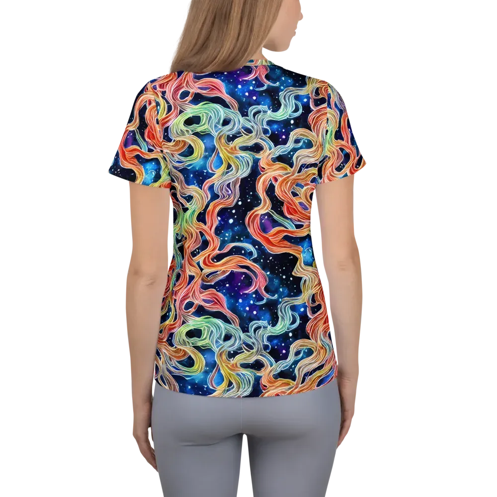 Nebula Swirl on Women's Athletic T-Shirt — Back
