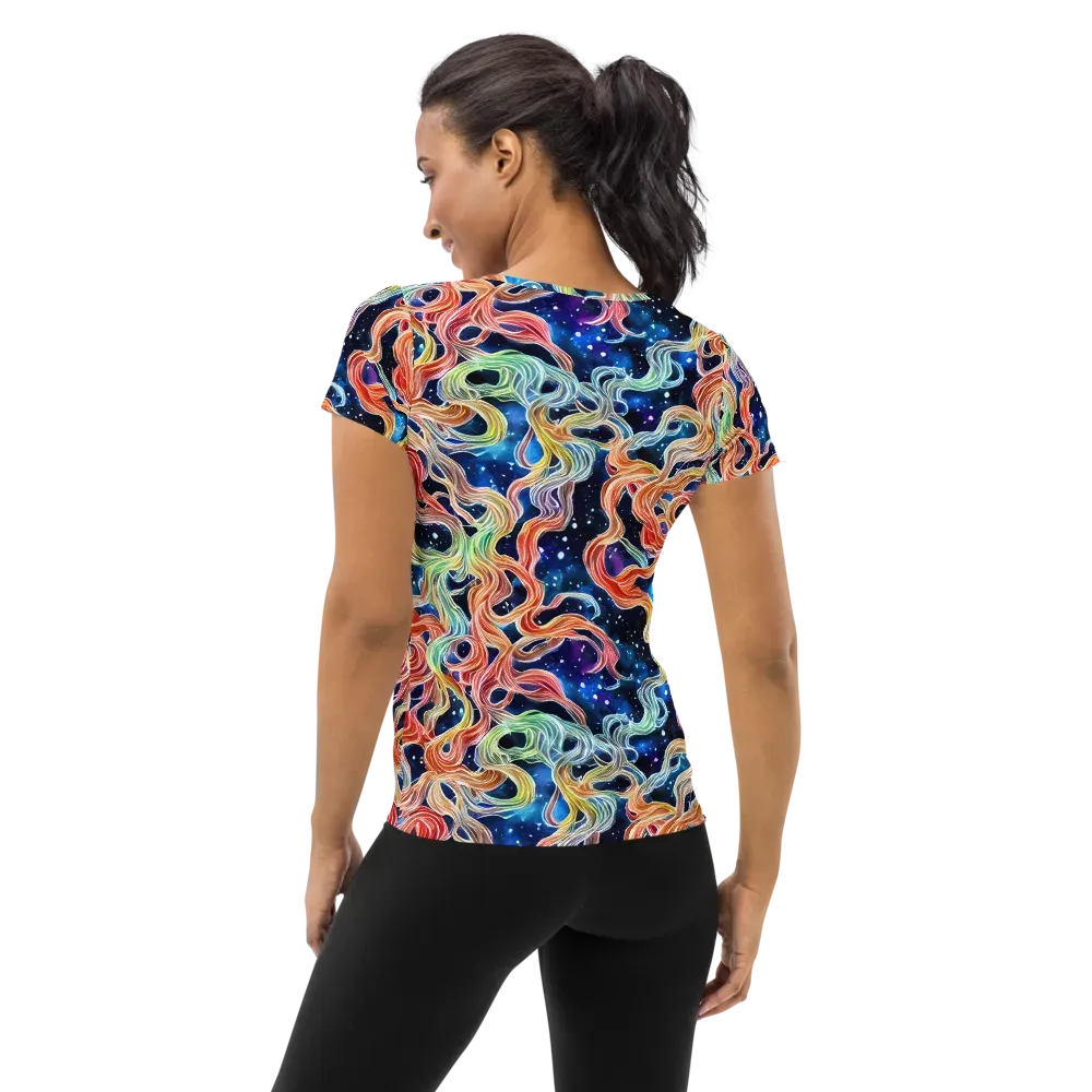 Nebula Swirl on Women's Athletic T-Shirt — Back