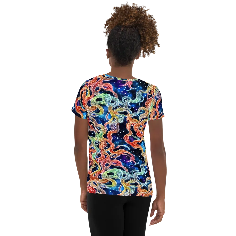 Nebula Swirl on Women's Athletic T-Shirt — Back