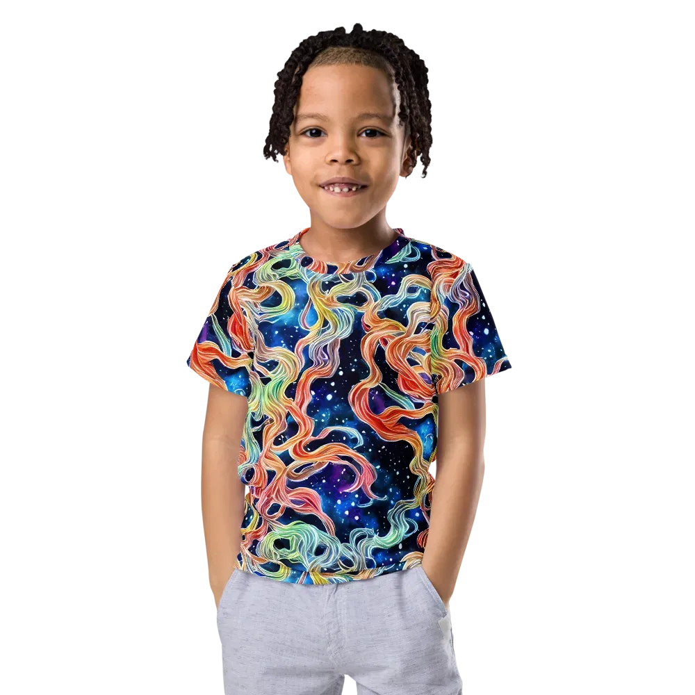 Nebula Swirl on Kids Crew Neck T-Shirt — Front