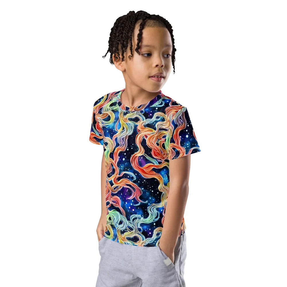 Nebula Swirl on Kids Crew Neck T-Shirt — Left Front