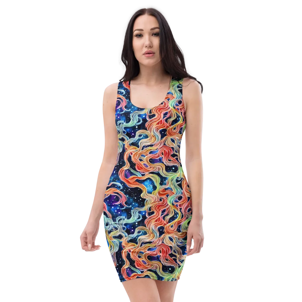 Nebula Swirl on Bodycon Dress — Front