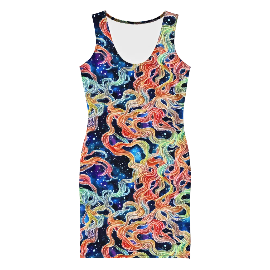Nebula Swirl on Bodycon Dress — Front