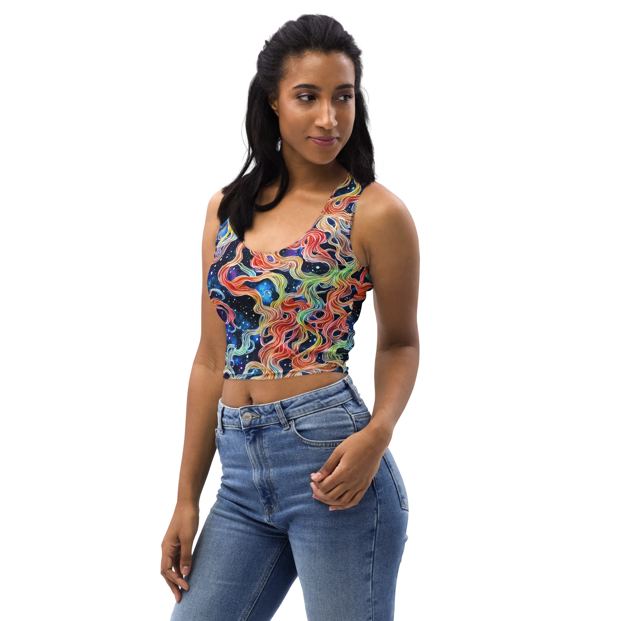 Nebula Swirl on Crop Top — Left Front