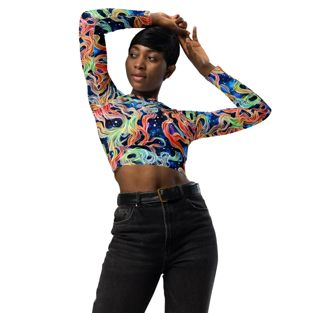 Nebula Swirl on Long Sleeve Crop Top — Front