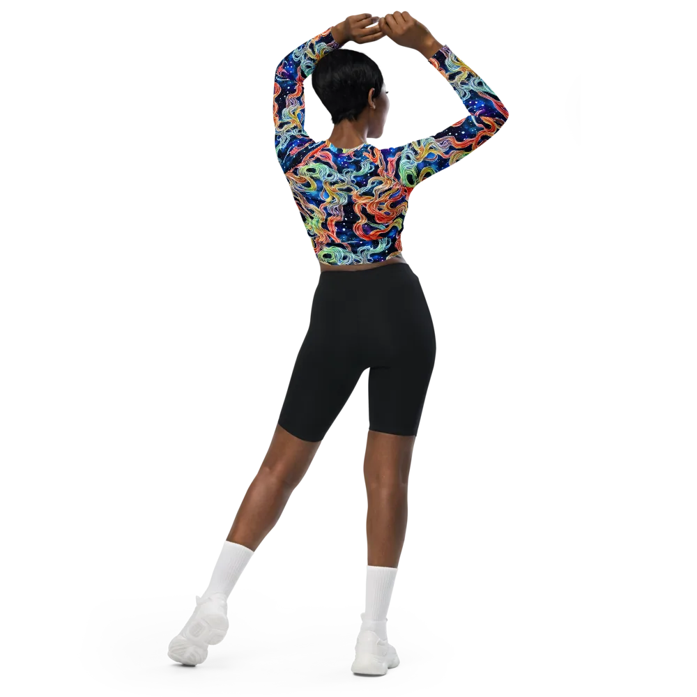 Nebula Swirl on Long Sleeve Crop Top — Back