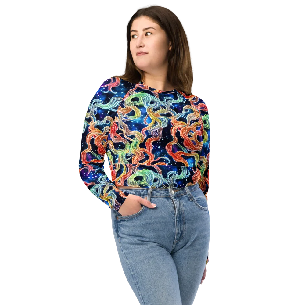 Nebula Swirl on Long Sleeve Crop Top — Front