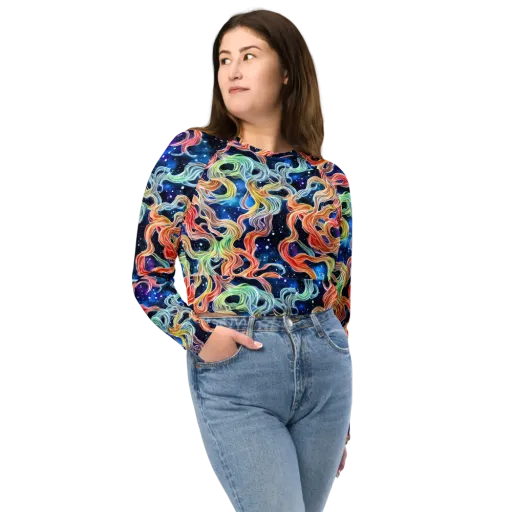 Nebula Swirl on a Long Sleeve Crop Top