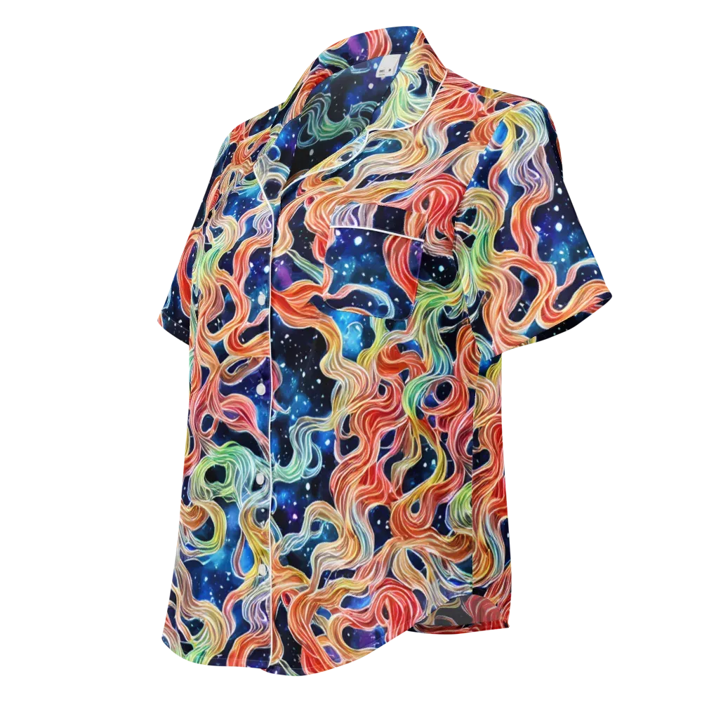 Nebula Swirl on Women's Short Sleeve Pajama Top — Left Front