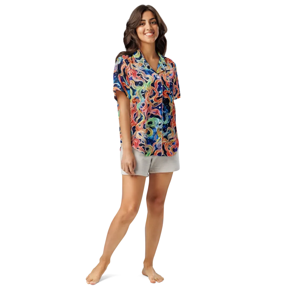 Nebula Swirl on Women's Short Sleeve Pajama Top — Front