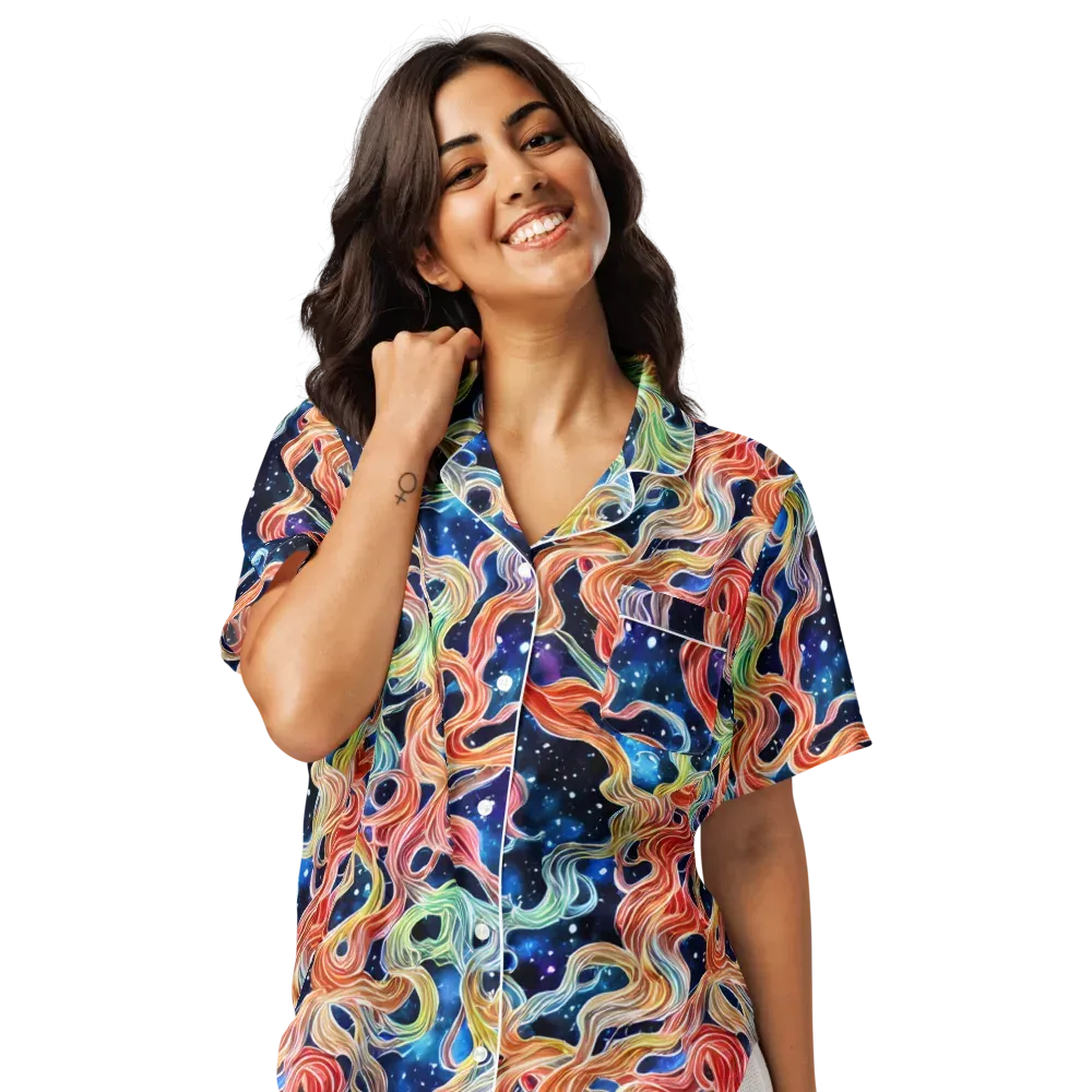Nebula Swirl on Women's Short Sleeve Pajama Top — Front
