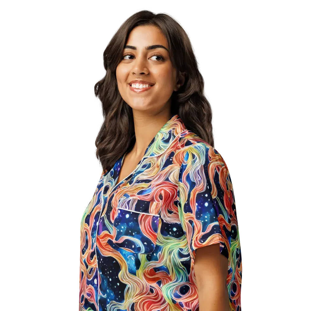 Nebula Swirl on Women's Short Sleeve Pajama Top — Left Front